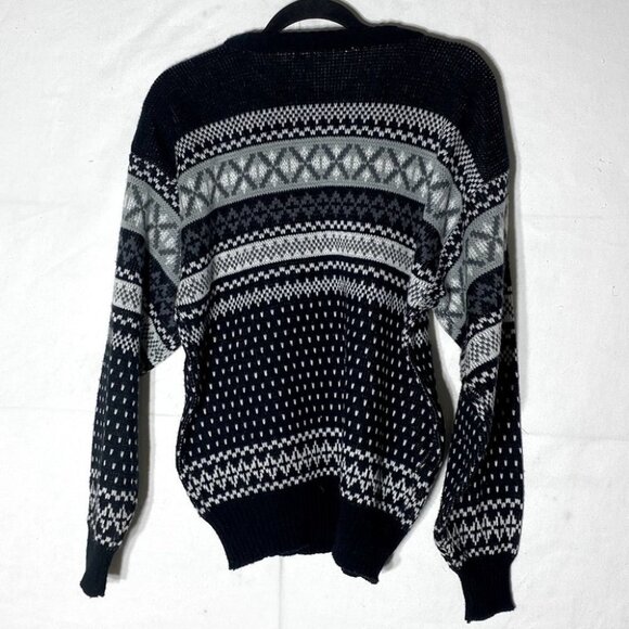 Vintage Entourage Black White Knit Dad Sweater M - Picture 2 of 8